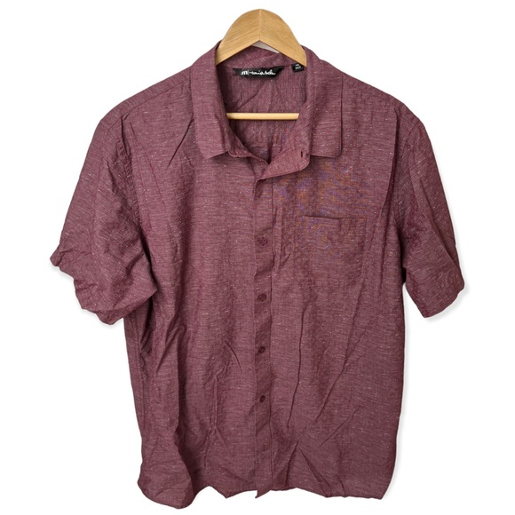 Travis Mathew 2XL Shirt Oswego Geo Print Short Sleeve Heather Tawny Port Red - Picture 2 of 8